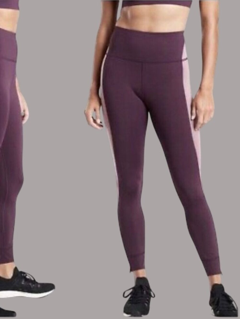 Athleta Allyson Felix Purple & Pink Colorblock Compression Leggings L